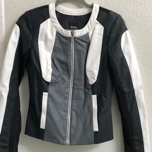 Color Block Leather Jacket